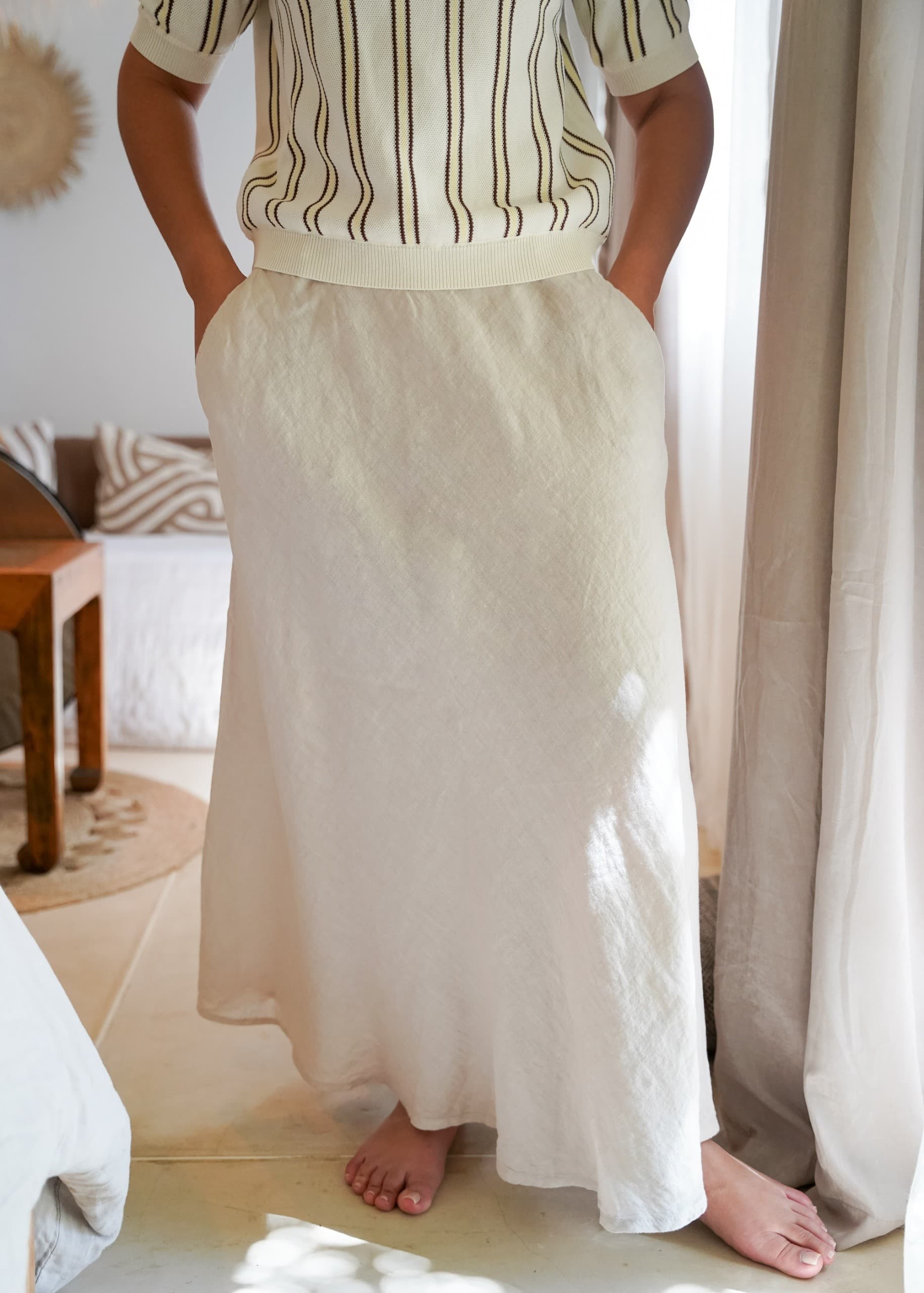 Falda Maxi Lino Blanca
