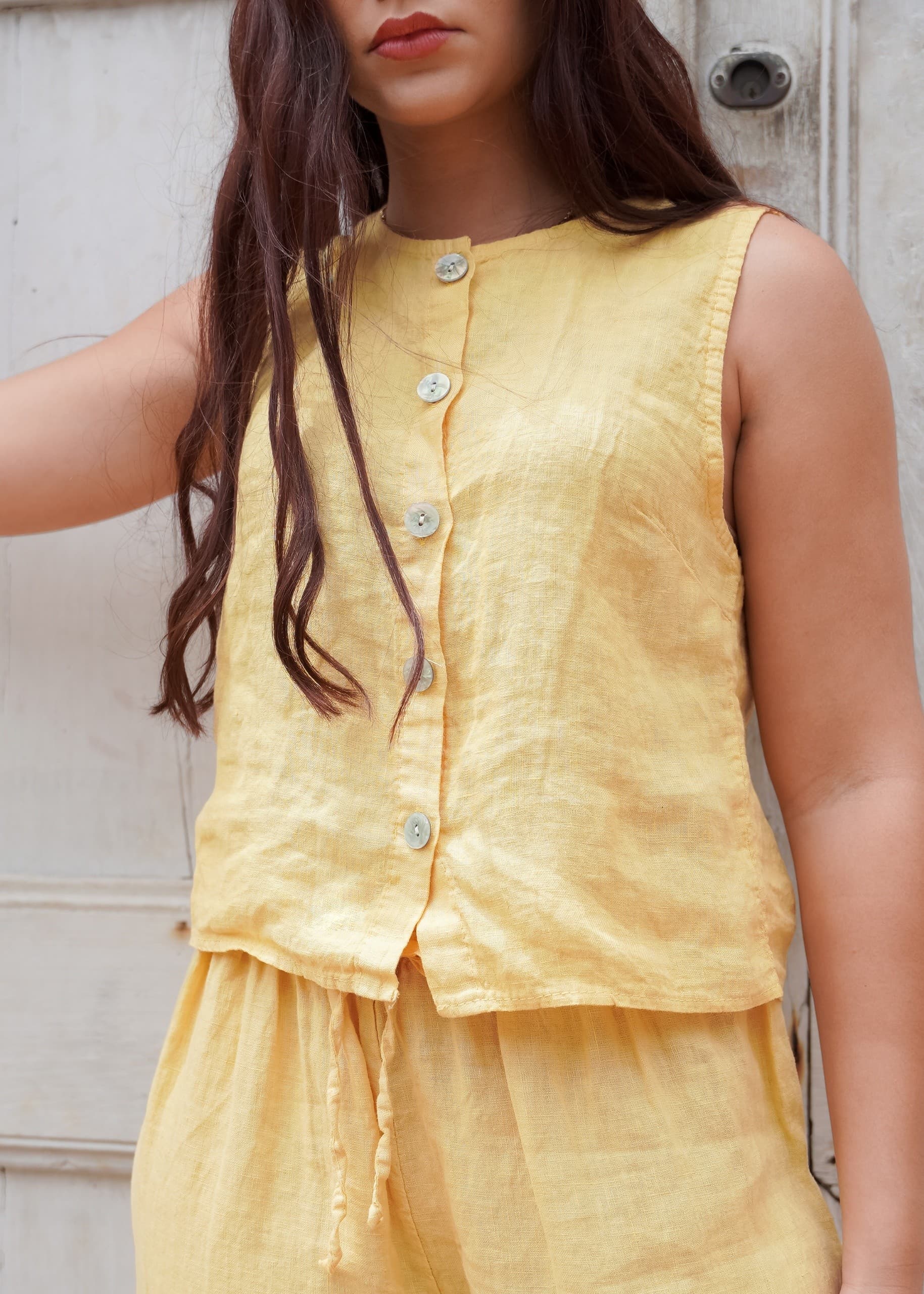 Chaleco Lino Amarillo
