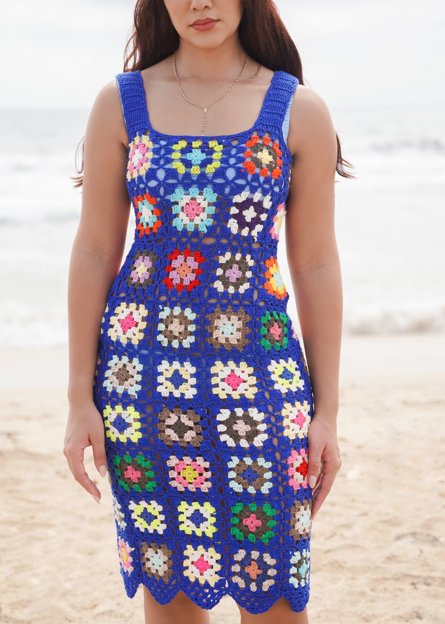 Vestido Crochet Granny Azul
