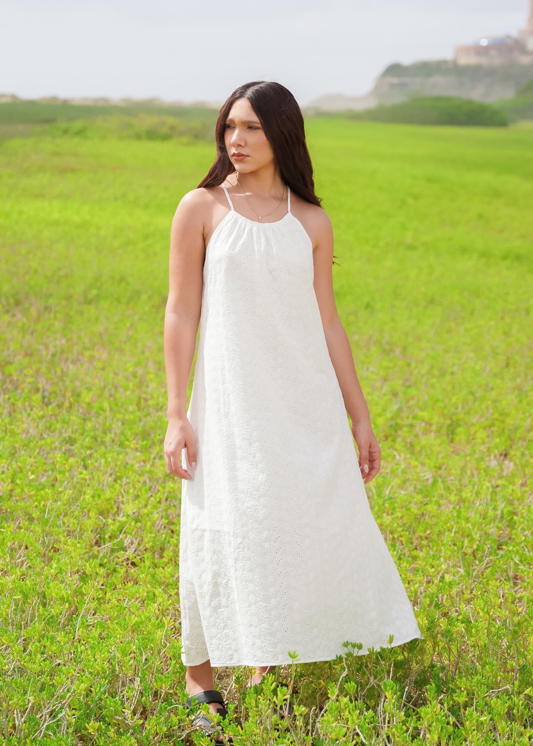 Vestido Halter Maxi Calado