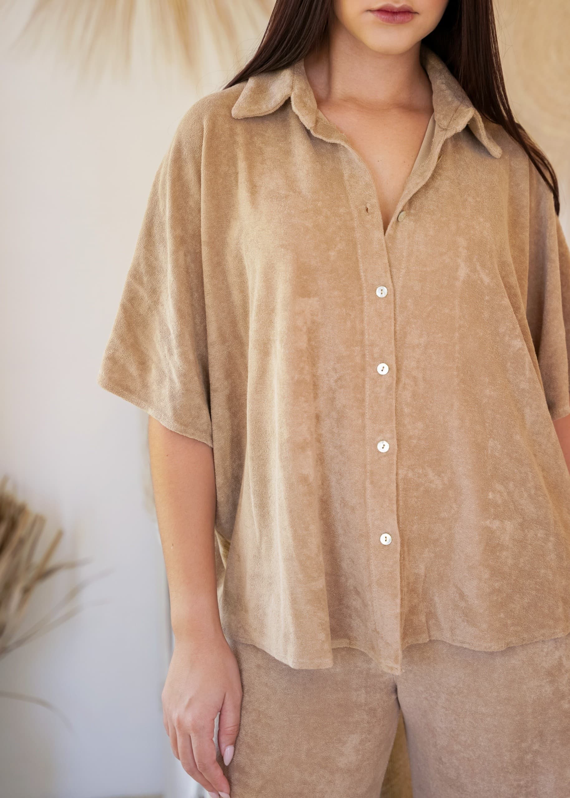 Camisa Oversize rizo Crudo, Blanco y Verde