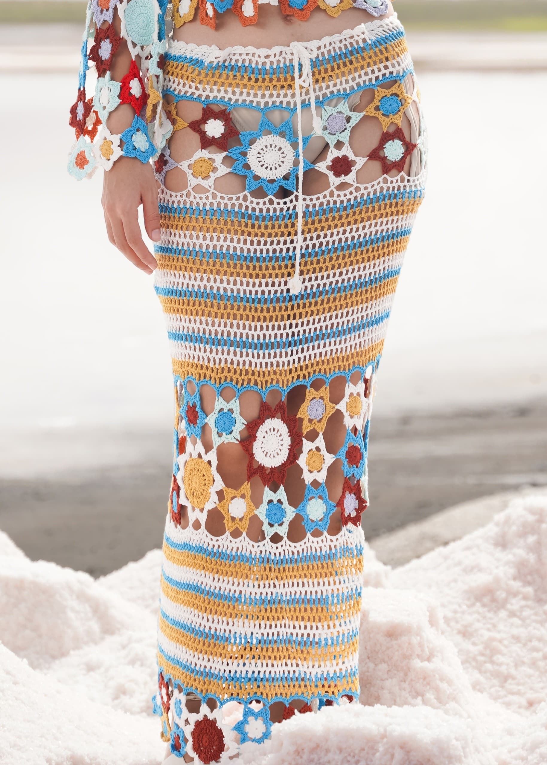 Falda Maxi Crochet Floral